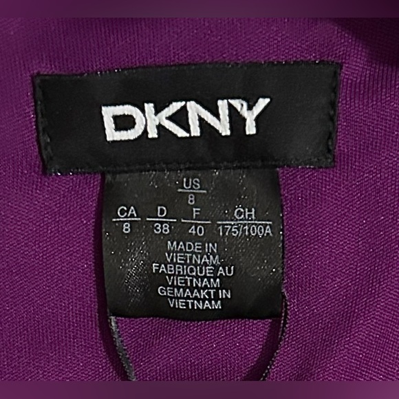 NWT DKNY Flutter Sleeve Floral Burnout Faux Wrap A-line High/Low Dress in Plum - Picture 4 of 10